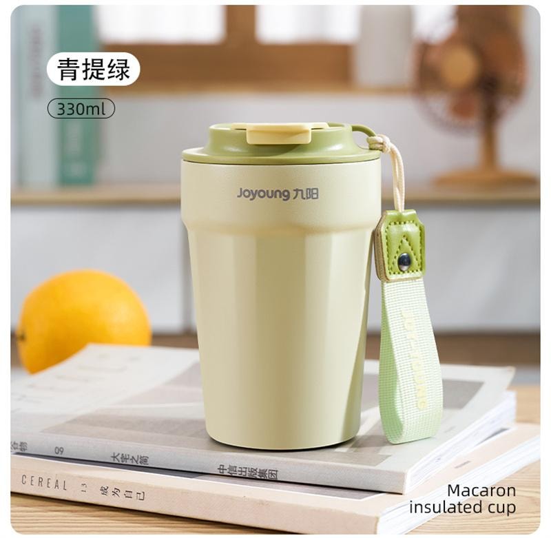 【中国直邮】 九阳 保温杯陶瓷内胆咖啡杯304不锈钢水杯男女 330ML白色 1个装