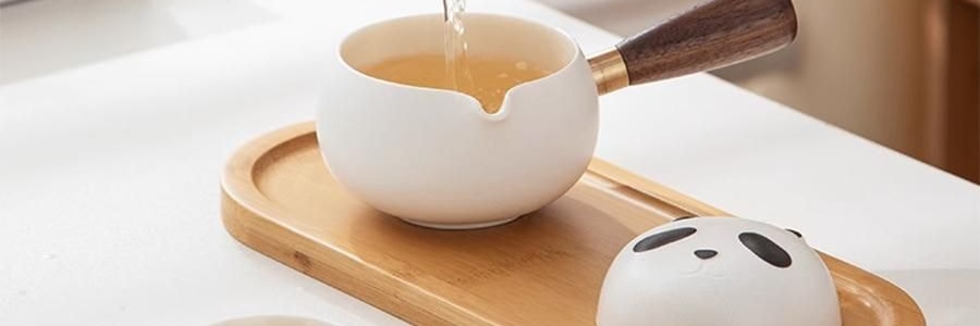 南山先生 熊猫茶具 陶瓷侧把茶具礼盒 便携式旅行茶具套装 黑白品杯 1壶+2杯+1收纳包