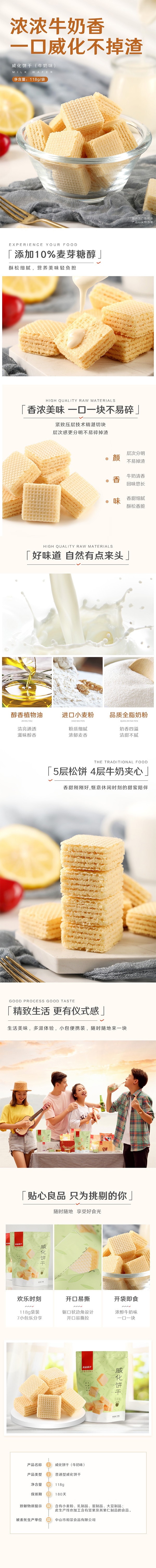[中國直郵] BESTORE 良品鋪子牛奶威化餅乾早餐充飢零食茶點食品118g