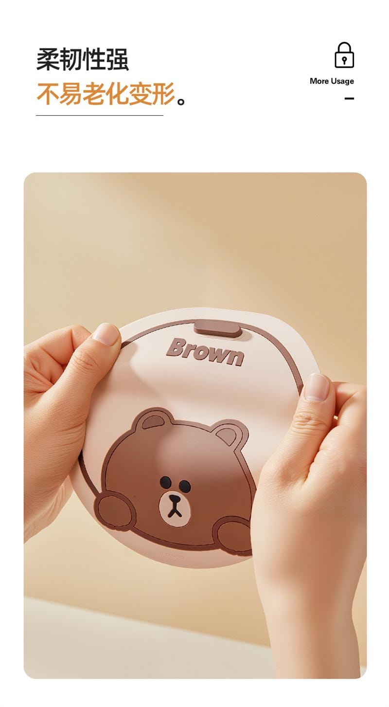 【中國直郵】 日本 LINE FRIENDS 地漏封閉蓋 衛生間排水口 防臭矽膠墊 浴室下水道封口蓋 防蟲反味神器 布朗款 1片裝