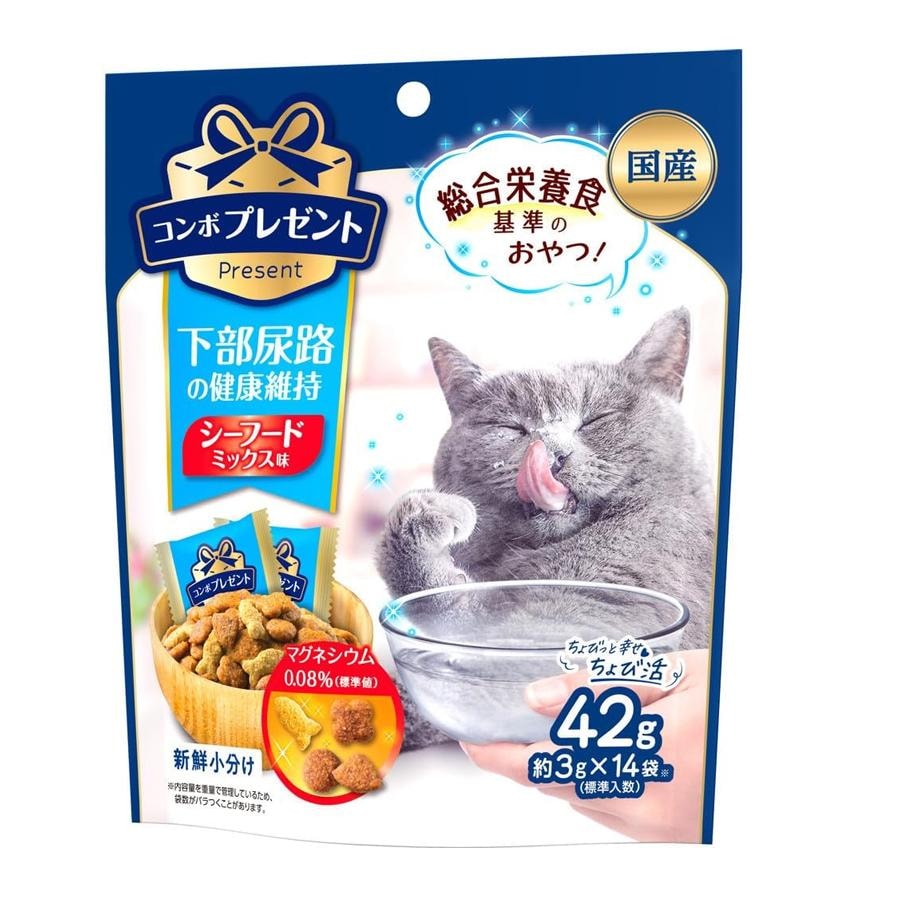 【Livraison directe du Japon】 Combo Inconnu Saveur Mélange Fruits de Mer Japonais pour la Santé Urinaire Nourriture pour Chat Friandises pour Chat Emballage Indépendant 14 Petits Sachets 42g