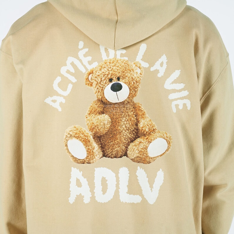 acmé de la vie【加拿大/韓國直郵】【李聖經同款】卡通玩偶印花oversized情侶款泰迪熊玩偶帽衫-米色 1