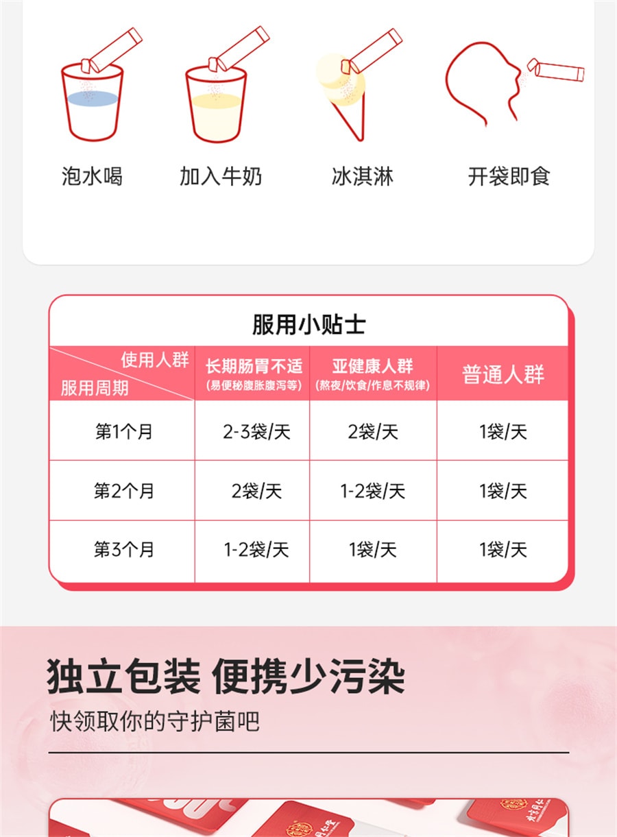 【中国直邮】北京同仁堂 优益生菌双歧杆菌调理肠胃大人成人儿童肠道清理冻干粉 20g(2g*10)