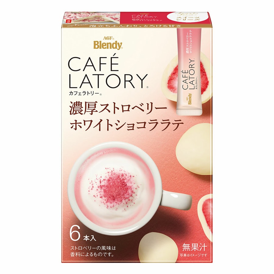 [日本直邮]  AGF  Blendy Cafe Latory 草莓白巧克力 速溶奶茶6袋