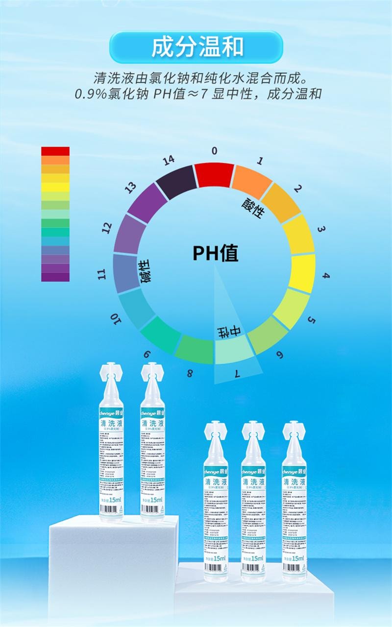 正大 晨业 医用生理性盐水15ml*20支/盒 小支湿敷脸洗鼻眼漱口清洗液氯化钠非消炎祛痘