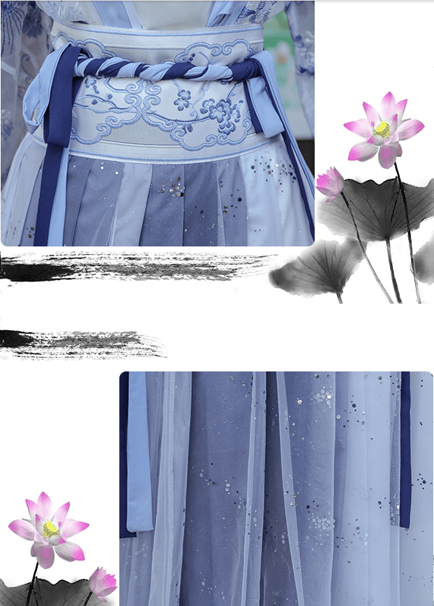 China Direct Mail 2019 Chinese style cherry blossom costume super fairy airy waist skirt ancient style#1piece