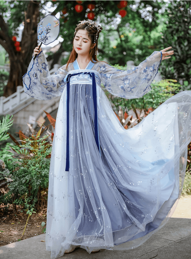 China Direct Mail 2019 Chinese style cherry blossom costume super fairy airy waist skirt ancient style#1piece