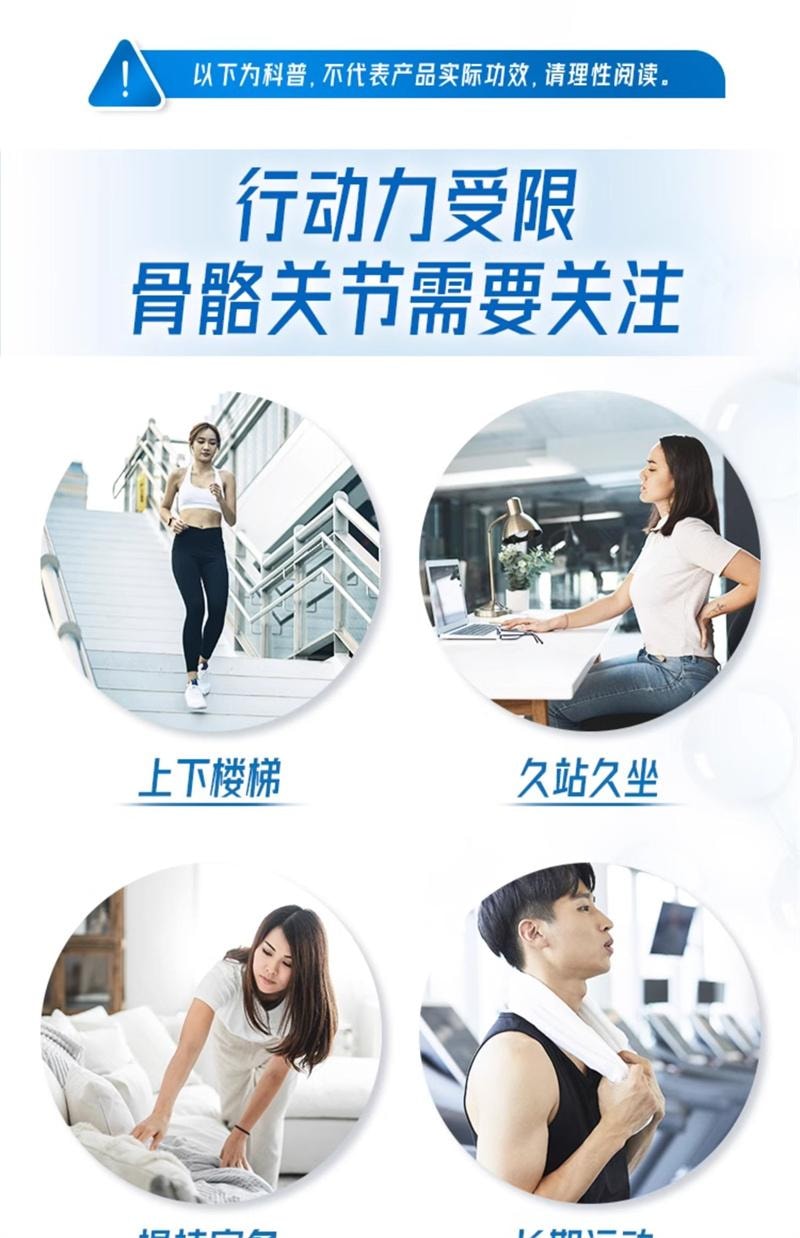 【中國直郵】 鈣爾奇 氨糖軟骨素加鈣片 護關節補鈣中老年增加骨密度正品40粒/瓶(建議拍6盒)