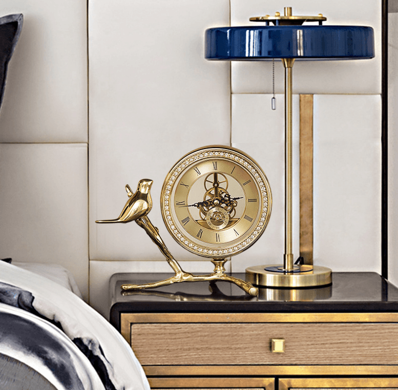  2019 Bedroom Bedside Table Clocks Home Clock Decoration Ornaments Gold # 1 piece