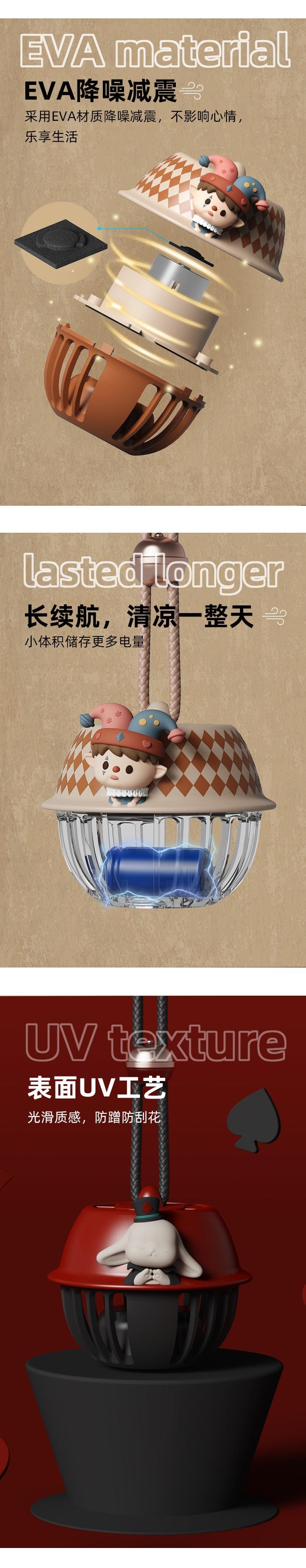 【中国直邮】 HSPM 新款潮玩马戏团便携迷你挂脖风扇 黑色(兔子) F