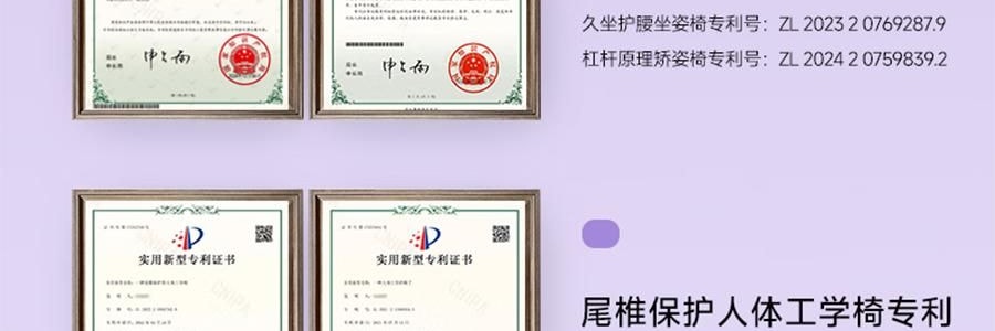 BKT 人體工學護腰坐墊靠背 久坐神器坐姿托 多種椅子適用 363*327*333mm 標準款丁香紫【楊冪同款 故宮聯名】