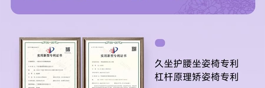 BKT 人體工學護腰坐墊靠背 久坐神器坐姿托 多種椅子適用 363*327*333mm 標準款丁香紫【楊冪同款 故宮聯名】