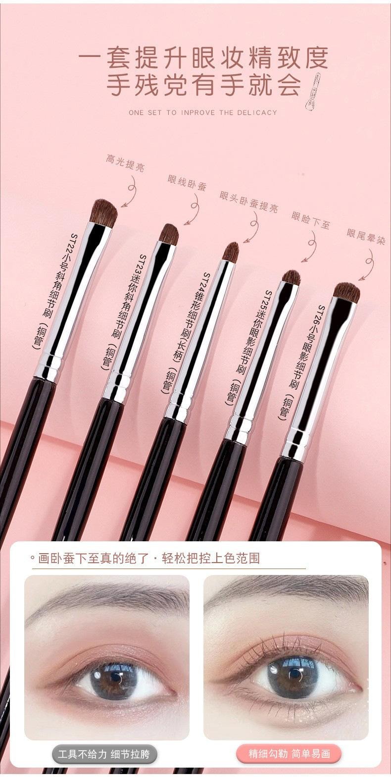Angled Pony Hair Eye Brush Set – 5-Pcs