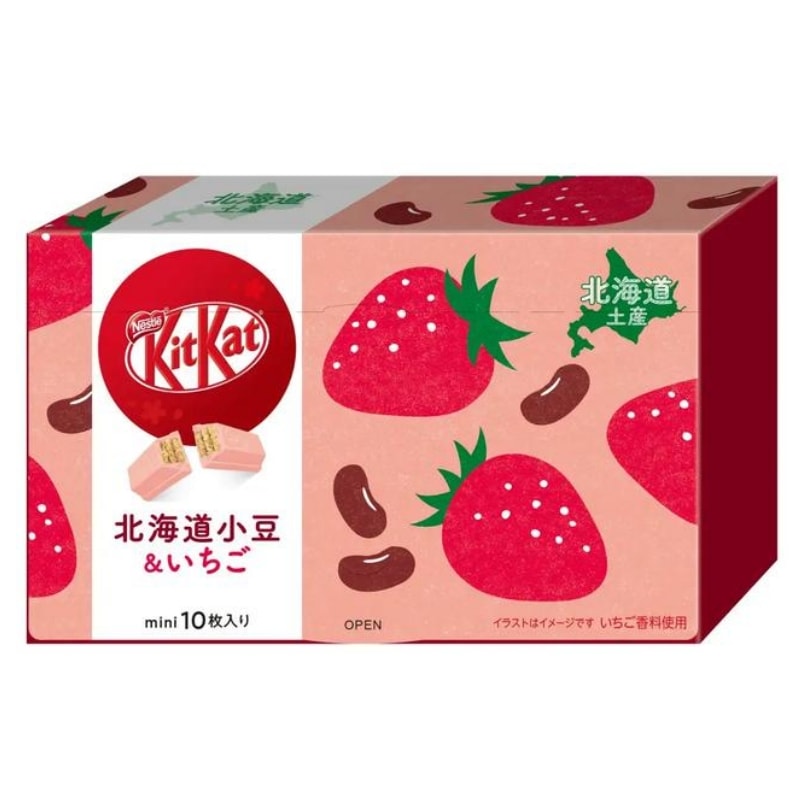 【日本直邮】 KIT KAT地域限定 北海道限定 草莓红小豆味巧克力威化 10枚装