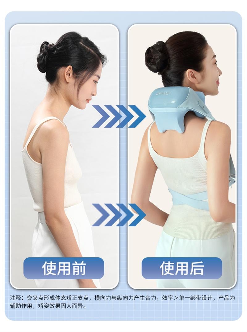 【中国直邮】 妙界 R8至尊肩颈按摩仪斜方肌肩膀颈椎按摩器 矫姿披肩甘泉蓝 1个装