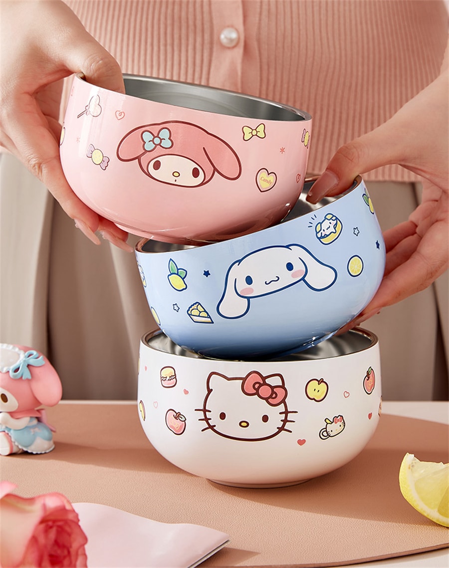 【中國直郵】三麗鷗SANRIO 吃米飯碗個人專用雙層防摔兒童碗316不銹鋼家用餐具學生 大耳狗