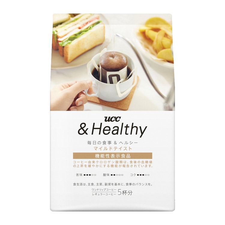 【日本直邮】UCC上岛咖啡 &Healthy 口味温和滴滤咖啡 5袋入