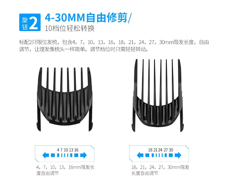 【中國直郵】飛科FC5808理髮器電動 充電電推剪 FC5808黑銀色