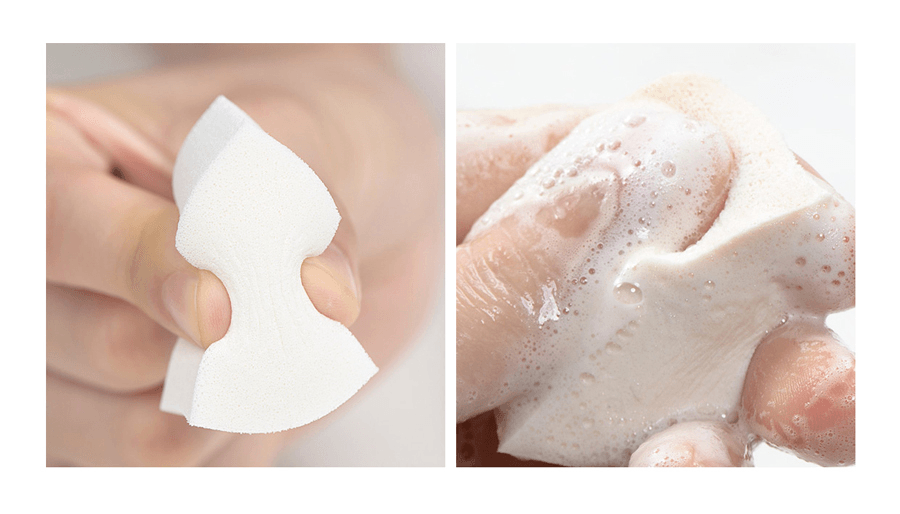【出貨新款】【日本直郵】DAISO大創 新包裝 乾濕兩用屋形粉撲化妝海綿蛋不吸粉10枚入