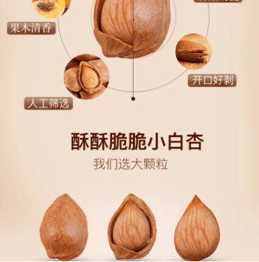 【中國直郵】三隻松鼠小白杏120g休閒零食堅果炒貨小銀杏乾果食品