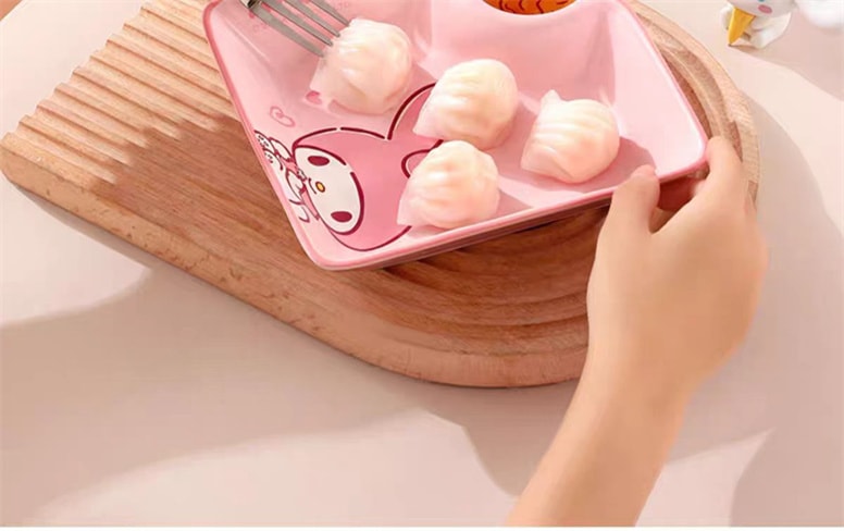 【中國直郵】SANRIO 三麗鷗餃子盤 兒童早餐盤 分格陶瓷碟子 -凱蒂貓 Hello Kitty 1件 丨*預計到達時間3-4週