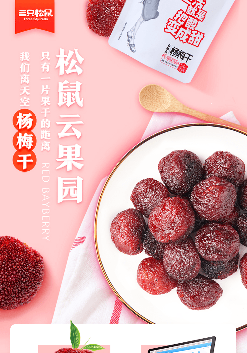 【中国直邮】三只松鼠 杨梅干 休闲零食特产果脯蜜饯水果干100g