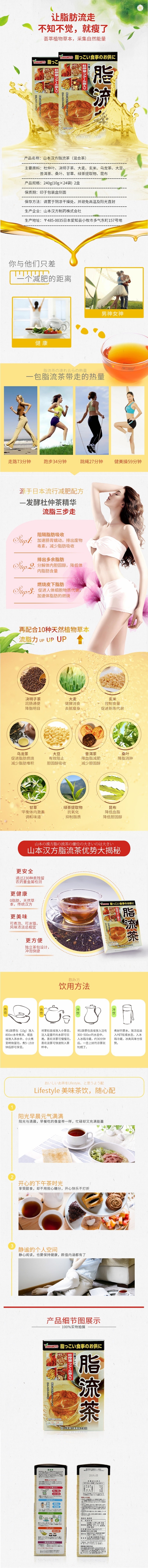 【日本直邮】日本山本汉方制药 脂流茶 排油促进代谢 10g*24包入