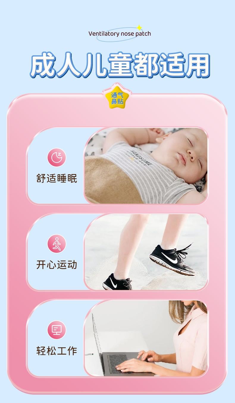 【中国直邮】 葵花药业 通气鼻贴 儿童鼻塞通鼻神器 鼻通贴缓解鼻炎减轻打鼾成人通用 12贴/盒