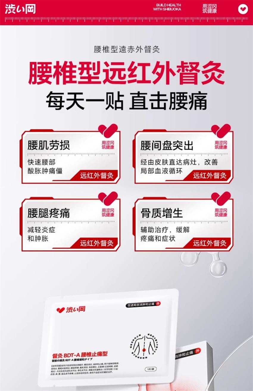 【中國直郵】 澀岡 腰肌勞損專用膏藥貼 遠紅外線消炎腰間椎間盤突出腰痛間盤止痛藥貼 10貼/盒(腰肌勞損專用)