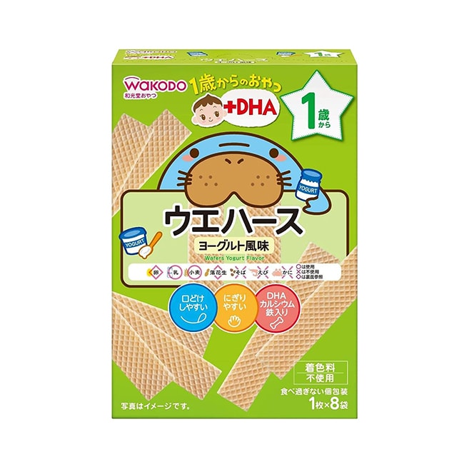 【日本直邮】WAKODO和光堂 DHA婴儿辅食宝宝零食1岁+ 酸奶味威化磨牙饼干