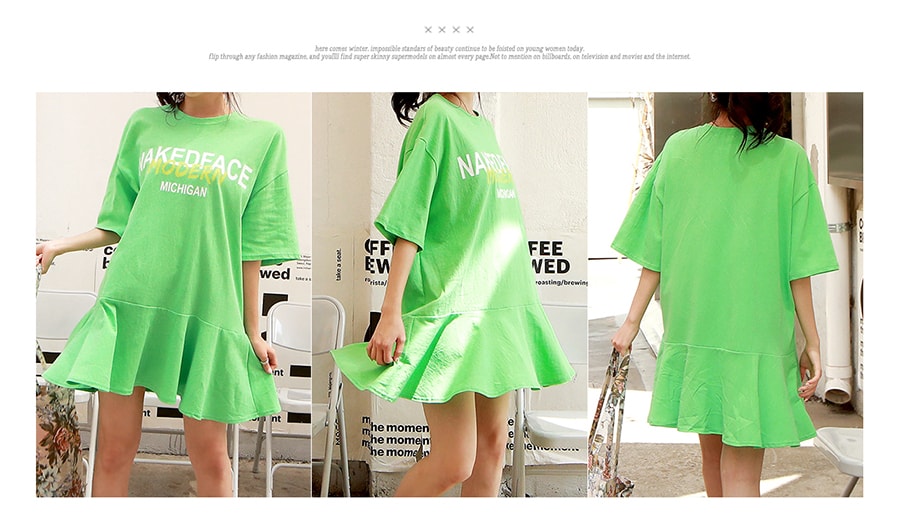SUMPARTY Flare Sweatshirt Dress #Green One Size(Free)