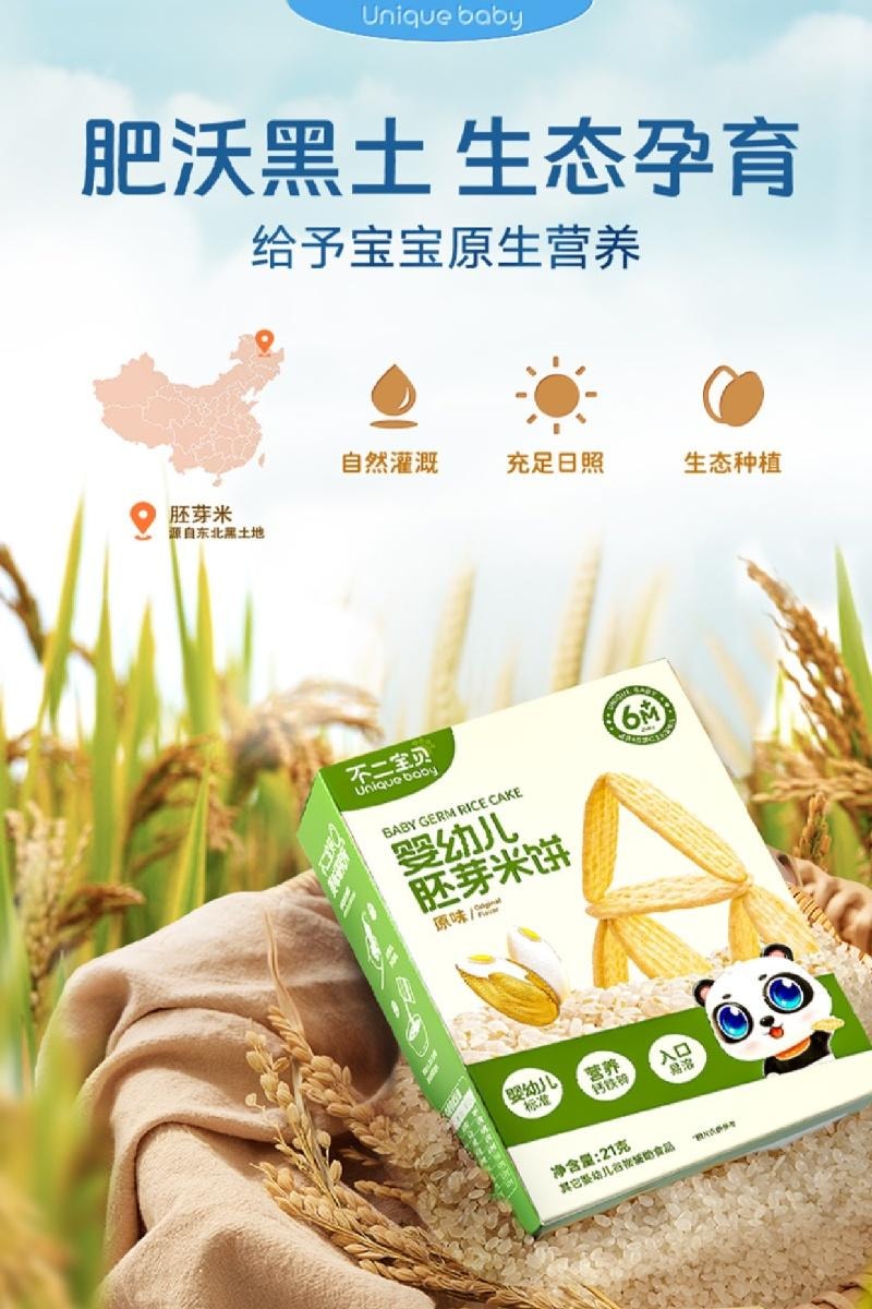 【中国直邮】 不二宝贝 婴标胚芽米饼 辅食磨牙饼干 原味 21g/盒