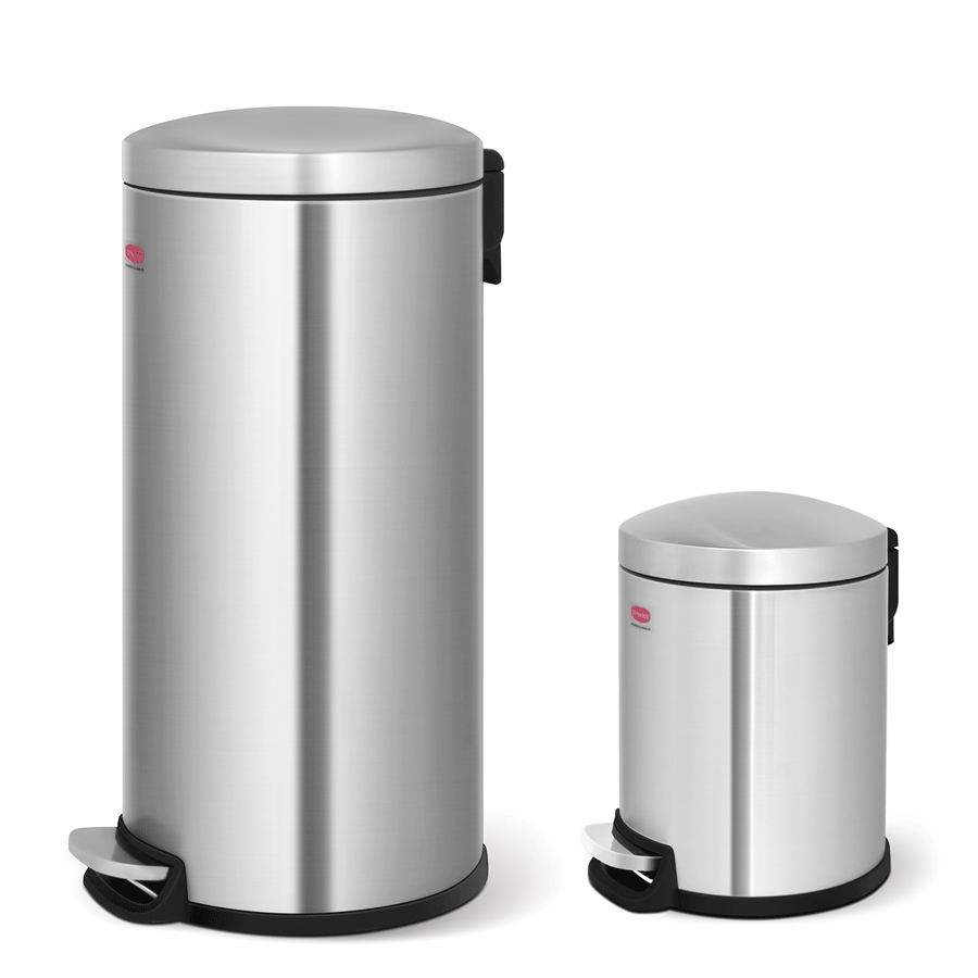 Classic Step Trash Can Round Garage Bin with Plastic Inner Bucket for Bathroom Kitchen Office - 5L+30L Silver