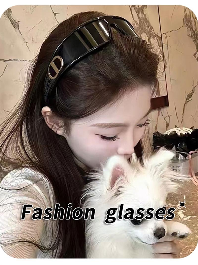 【中国直邮】 亲太太 发箍墨镜女款头箍发卡二合一防紫外线太阳眼镜 黑色框【防紫外线】1个装