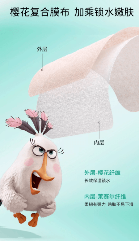 【中國直郵】 達膚妍 憤怒的小鳥聯名 濕敷棉片 海葡萄水光冰冰膜 保濕鎖水 沁透補水 155ml(70片)