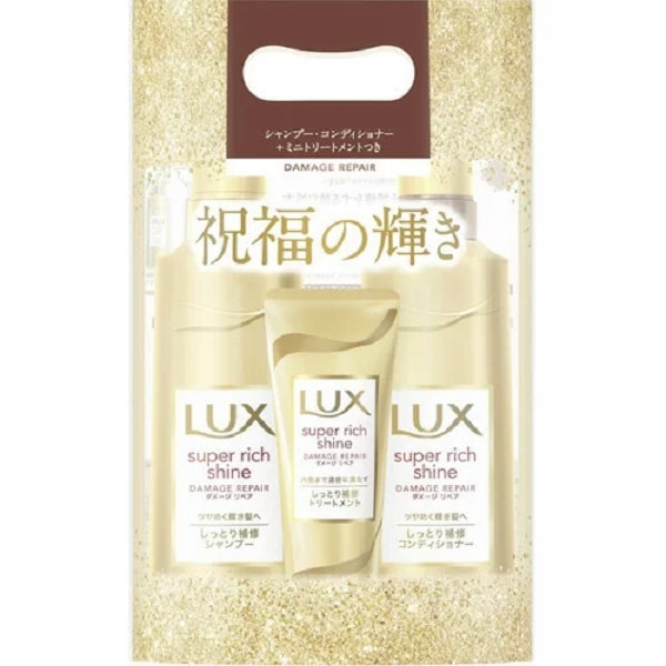 日本LUX力士修復套裝洗髮精430克+護髮素430克+豐富修復護理100克 3件入