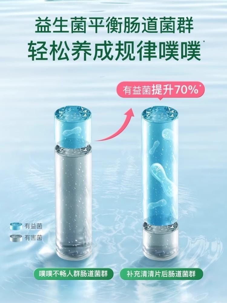 【中国直邮】 百草园 清清片 便秘促进肠胃蠕动益生菌膳食纤维片润通促排噗噗片 60粒/瓶