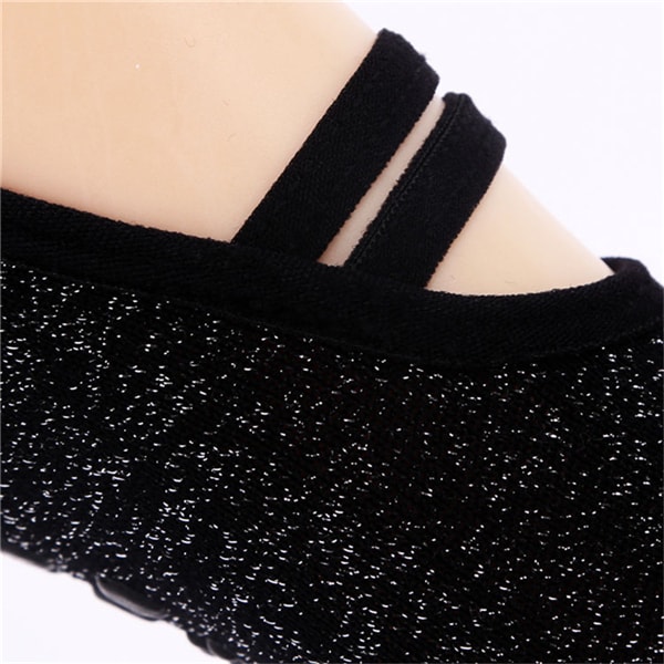 Black Anti-skid Yoga Socks Elastic Comfortable Dance Socks with Non-slip Rubber Soles Hollow-out 1 Pair