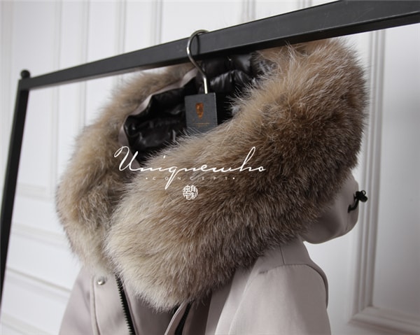 Fox Fur Collar Gray Parkers Coat Down Jacket XS