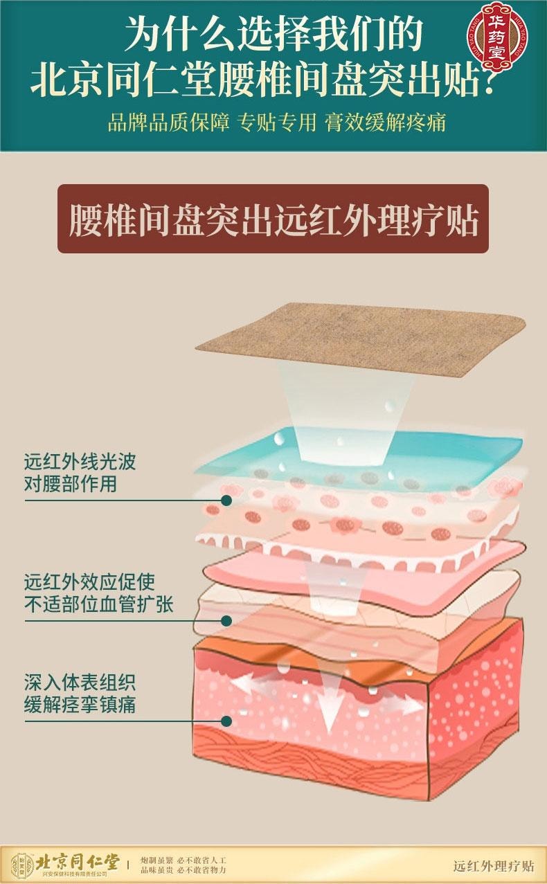 北京同仁堂 远红外理疗贴 AL-C (腰椎)  腰椎间盘突出 腰部酸痛 腰肌劳损 骨质增生 坐骨神经痛8patches*1box