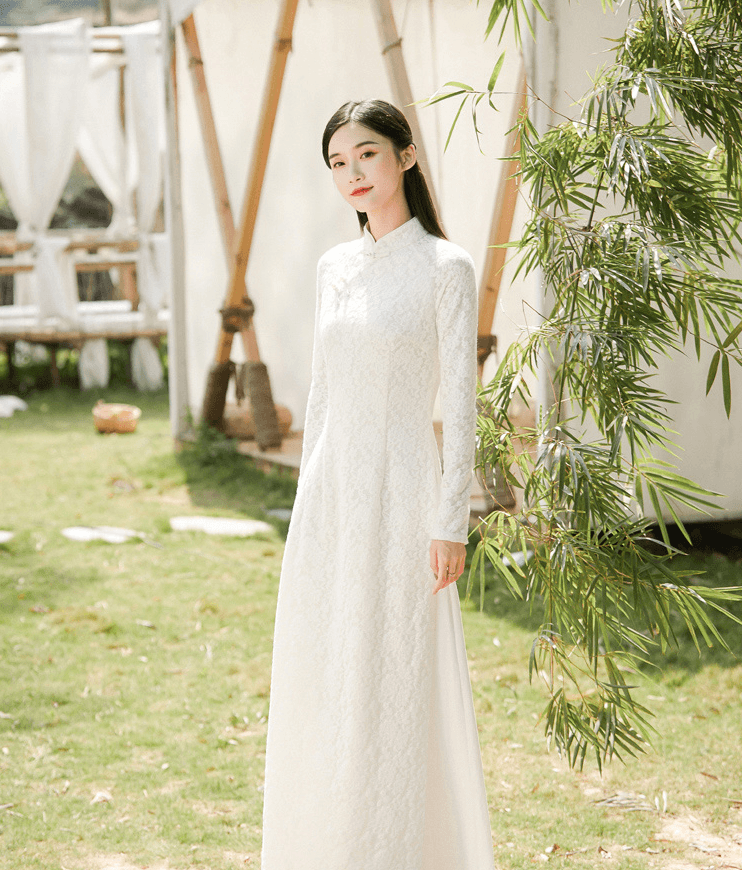 China Direct Mail  2019 Chinese Style Retro Woolen New Slim Cheongsam White # 1 piece