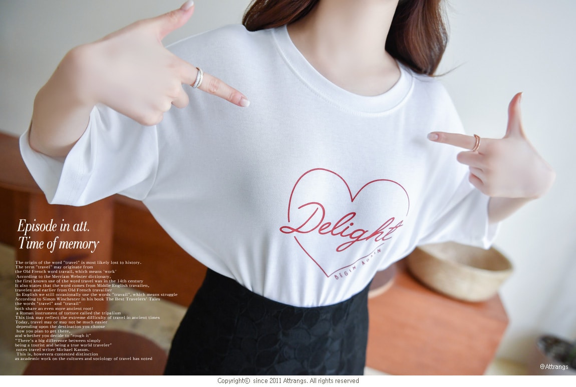 【韩国直邮】ATTRANGS 圆领简约款T恤 乳白色 均码