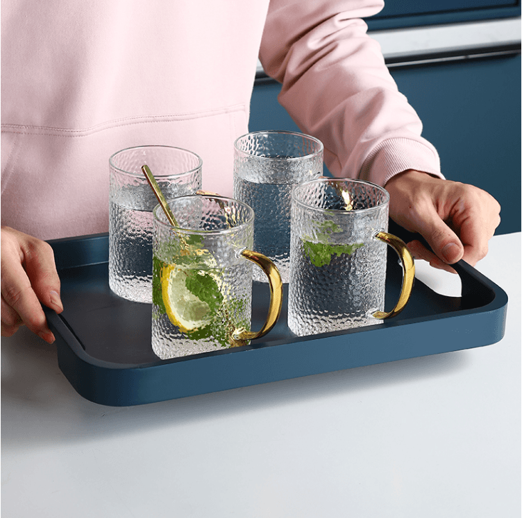 2019 High temperature resistant hammered glass cup with handle transparent # 1 piece