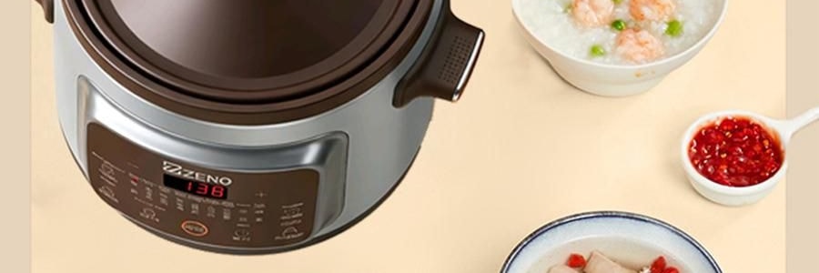 ZENO 紫砂电炖锅 多功能电砂锅电炖盅 煲汤锅炖汤锅 4L-ZSD-406U【限量送磁力搅拌咖啡杯】