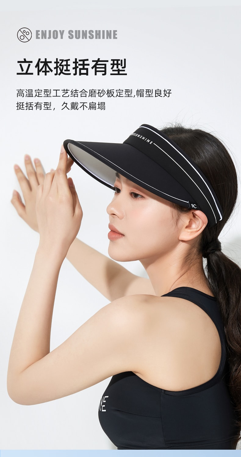 【中國直郵】VVC防曬帽 防紫外線遮臉空頂 時尚黑 風尚版
