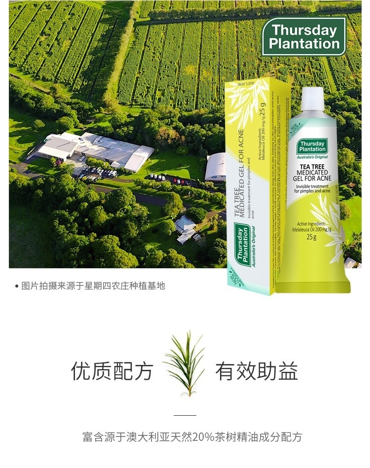 澳洲THURSDAY PLANTATION星期四农庄茶树祛痘凝胶25g