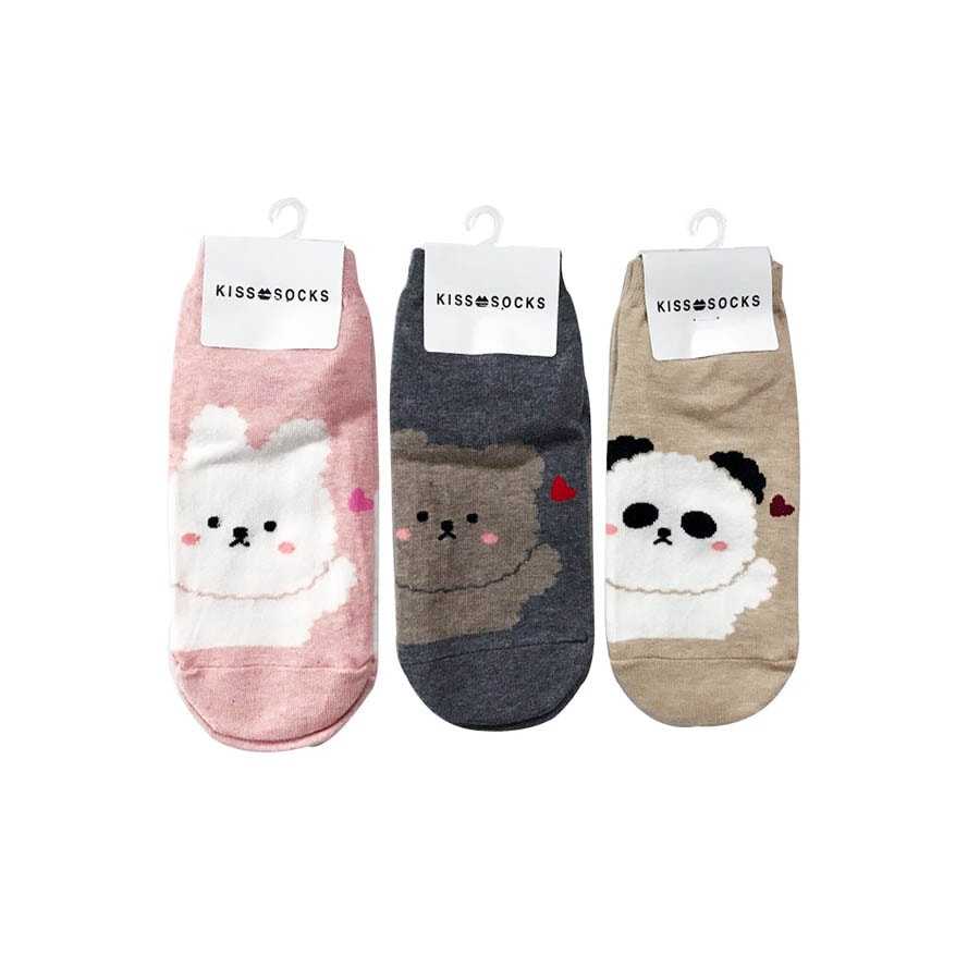Bubble Heart Character Socks / 3 Pairs/ One Size