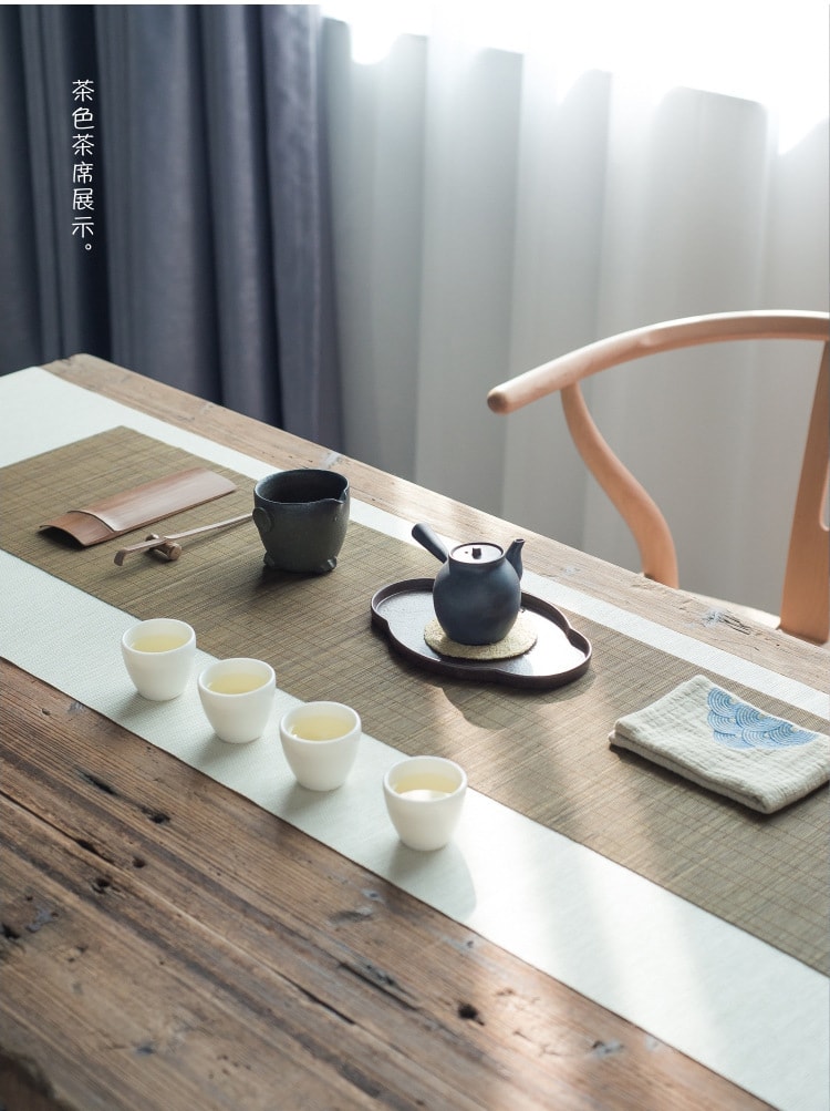 Tea mat bamboo tea ceremony accessories tea table handmade super thin bamboo silk Zen Japanese Blue 1m