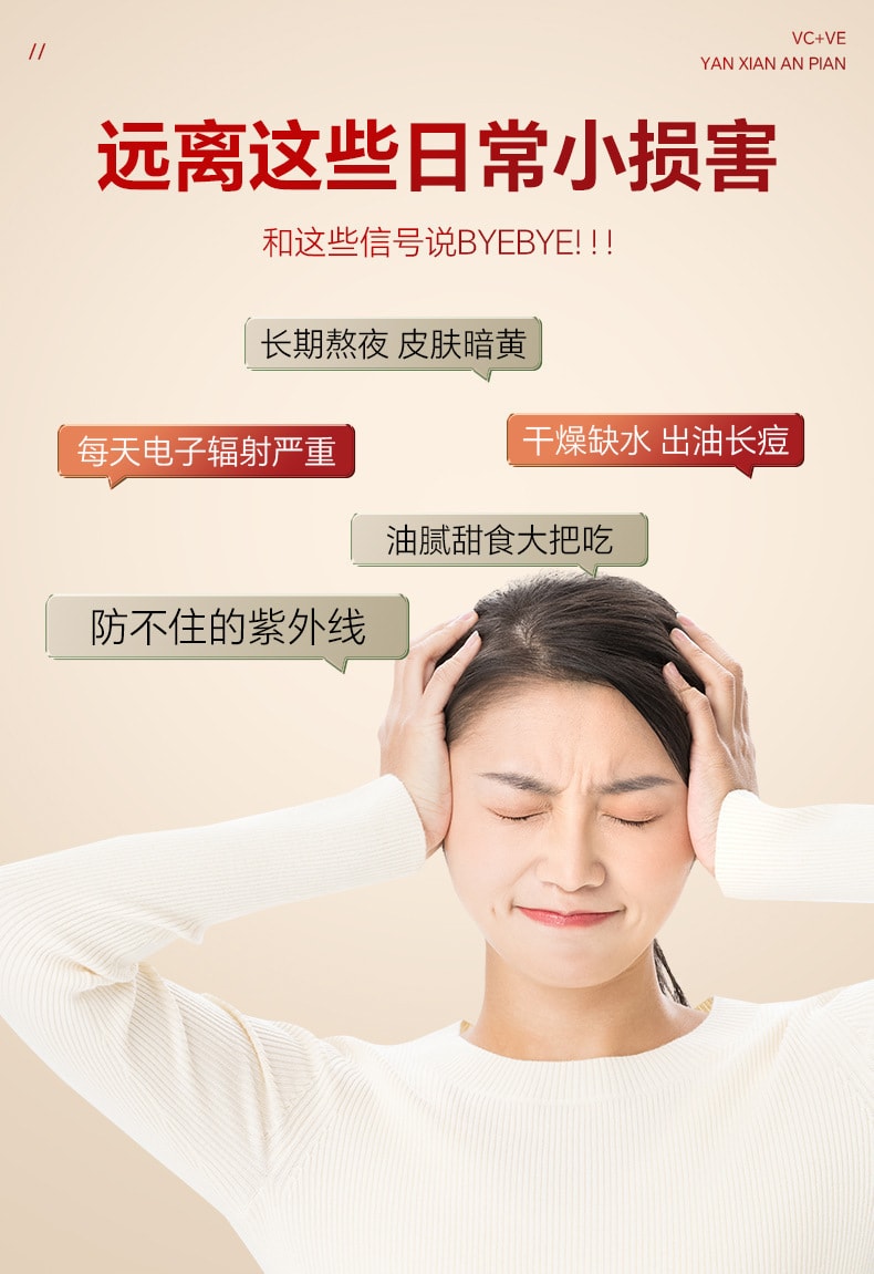 【中国直邮】北京同仁堂  维生素C+E+烟酰胺片增加皮肤弹性预防色斑促进口腔愈合  60粒/盒