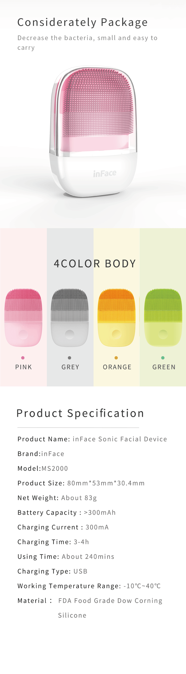 [inFace品牌旗艦店]inFace聲波潔面儀- 橙色 1pc